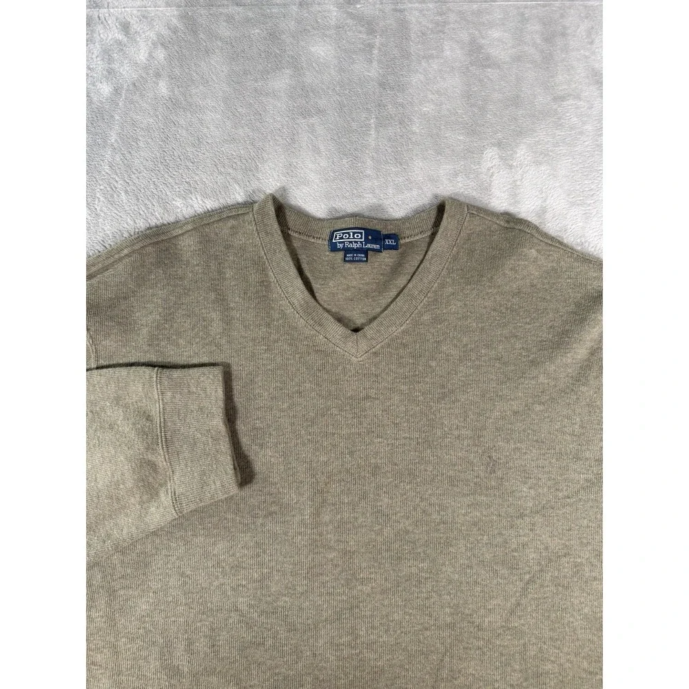 Polo Ralph Lauren Sweater Mens 2XL Brown V-Neck Pullover Pony
